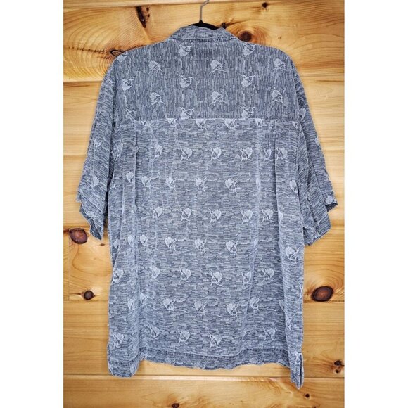 Bermuda Bay Fishing Theme Men's Shirt GRAY Size L 100% Silk - Picture 8 of 12